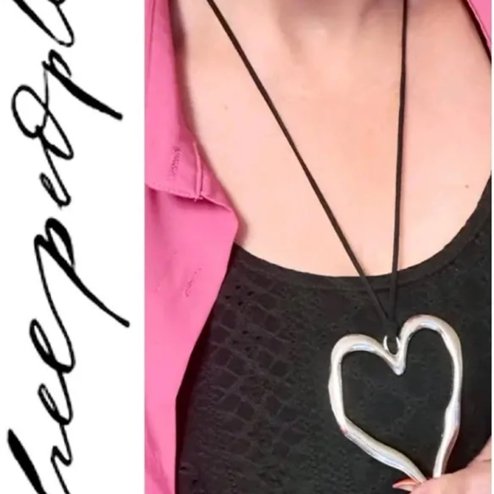 Free People Silver Heart Sketch Necklace